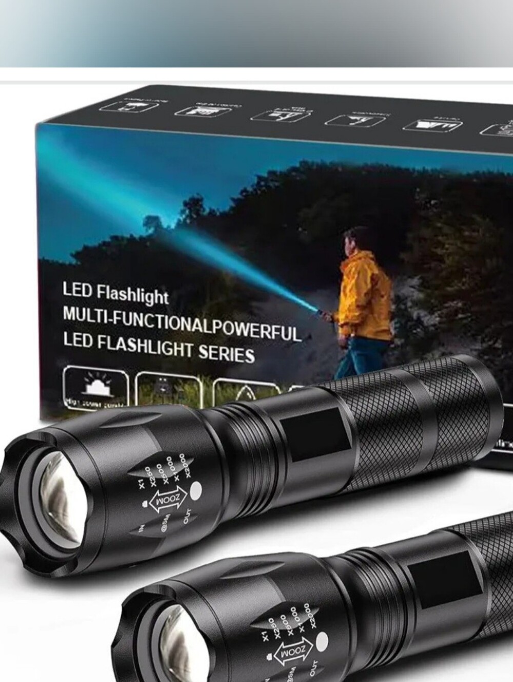 PBlack Tactical LED Flashlight 2 Pack